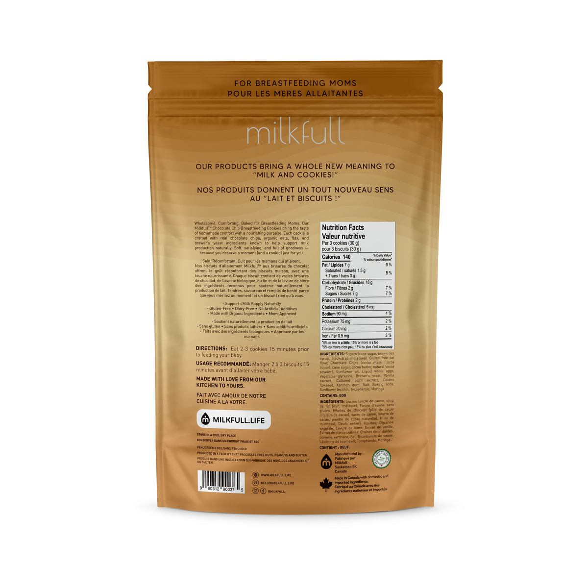 Milkfull™ Organic Lactation Chocolate Chip Cookies – Dairy-Free, Clean Ingredients, Supports Breastfeeding & Milk Supply