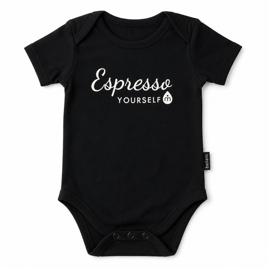 Milkin More Belan J Collab Espresso Yourself Black Bamboo Bodysuit Onesie