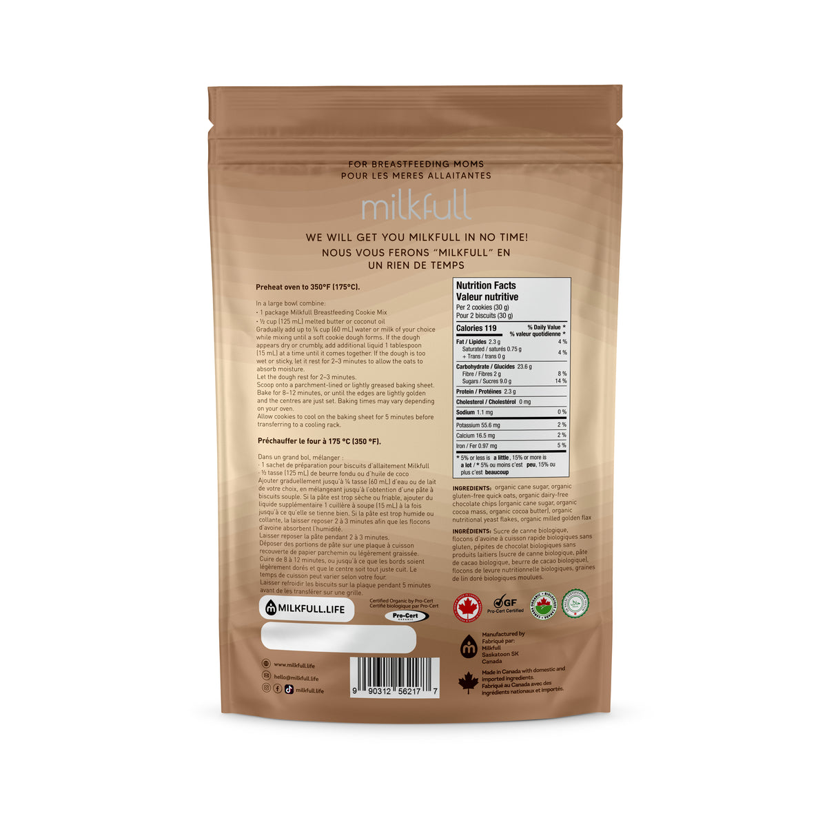 Milkfull™ Organic Lactation Chocolate Chip Cookie Mix Nourishing, Delicious Support for Breastfeeding Moms